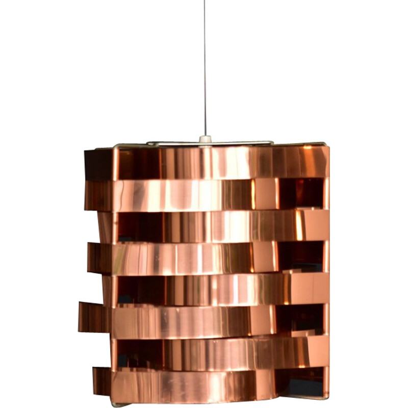 Vintage copper and brass pendant lamp by Max Sauze, 1970