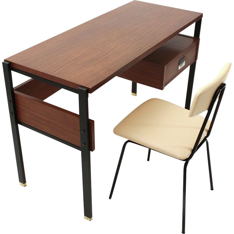 Vintage italian desk and chair by Giuseppe Brusadelli 1950s