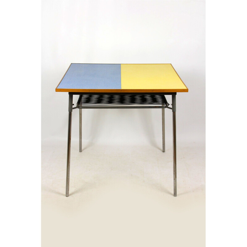 Table vintage bleu et jaune