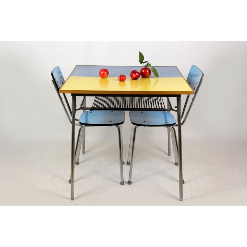 Vintage blue and yellow formica kitchen table