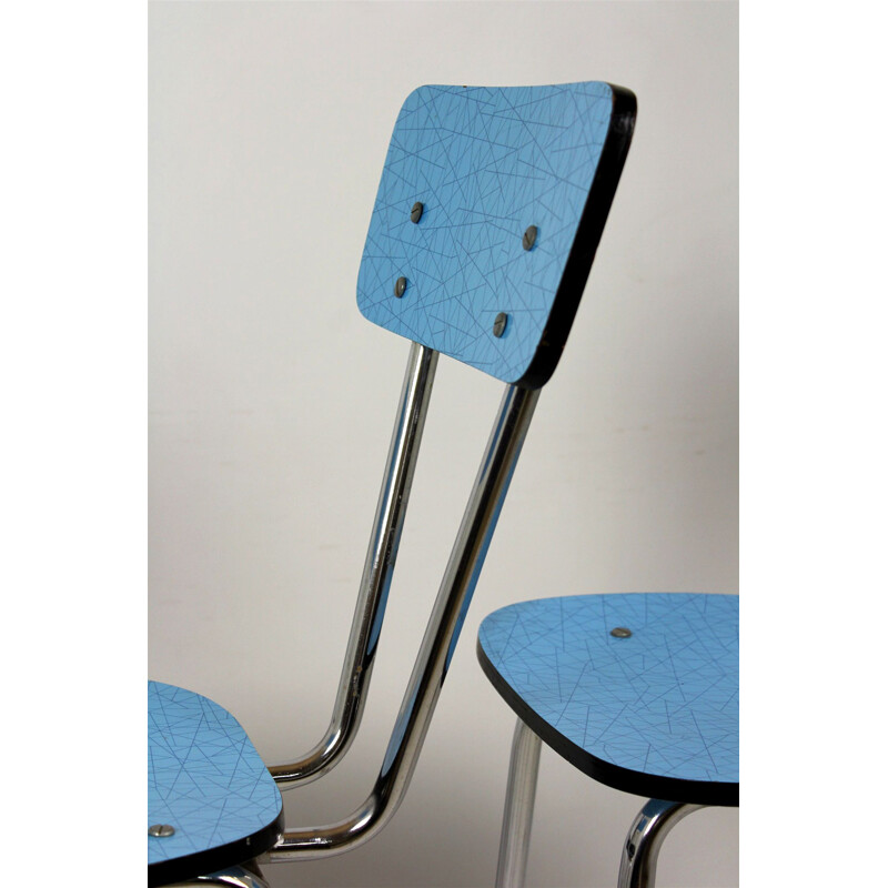 Set of 2 vintage blue formica kitchen chairs