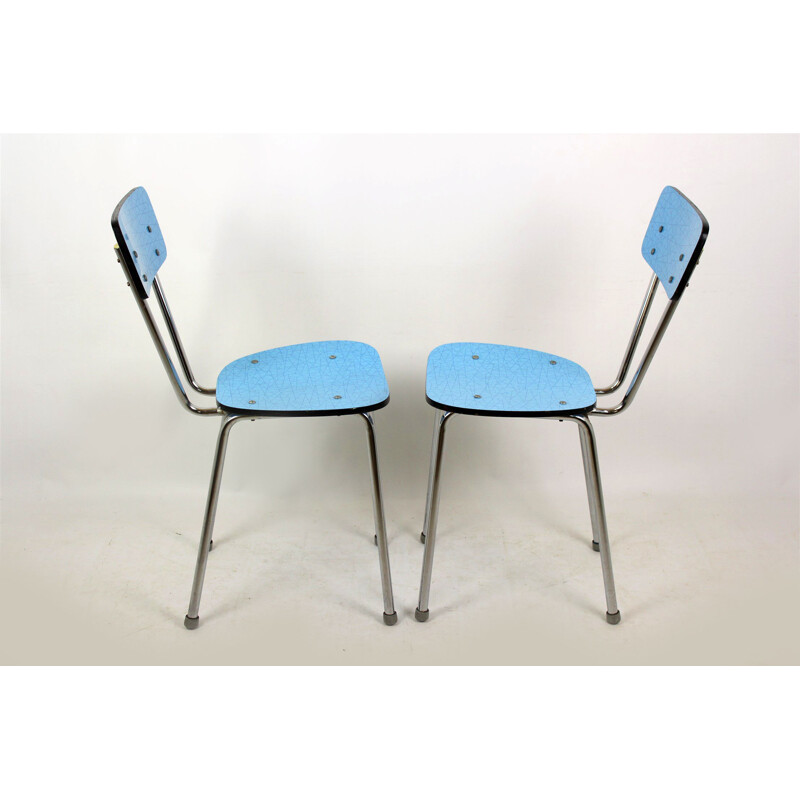 Set of 2 vintage blue formica kitchen chairs