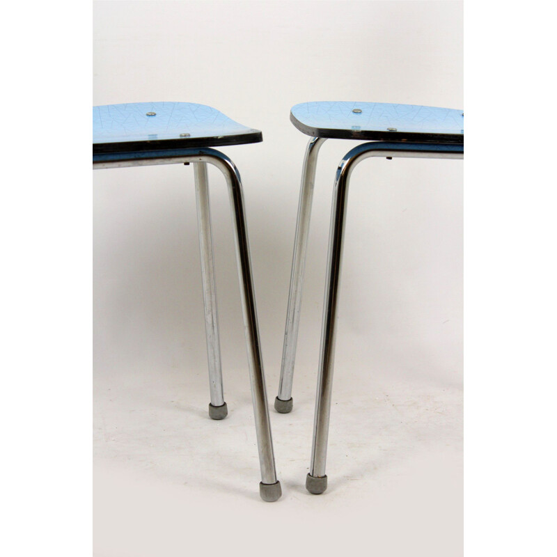 Set of 2 vintage blue formica kitchen chairs