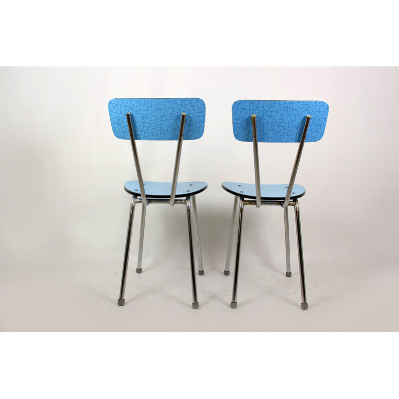 Set of 2 vintage blue formica kitchen chairs