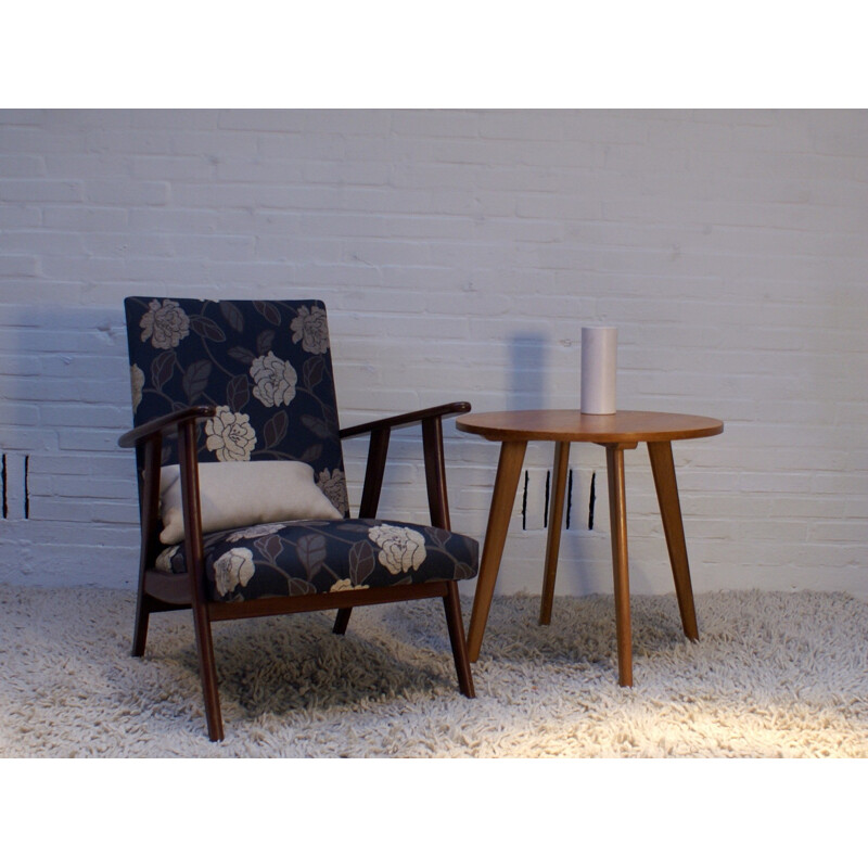 Vintage armchair in teak and fabric - 1950s