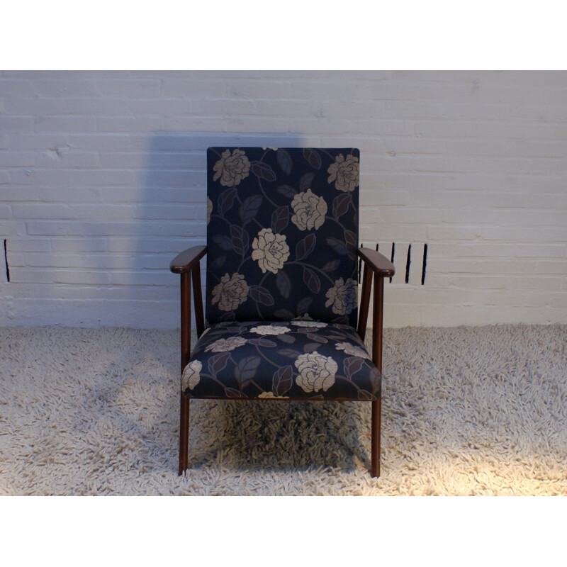 Vintage armchair in teak and fabric - 1950s