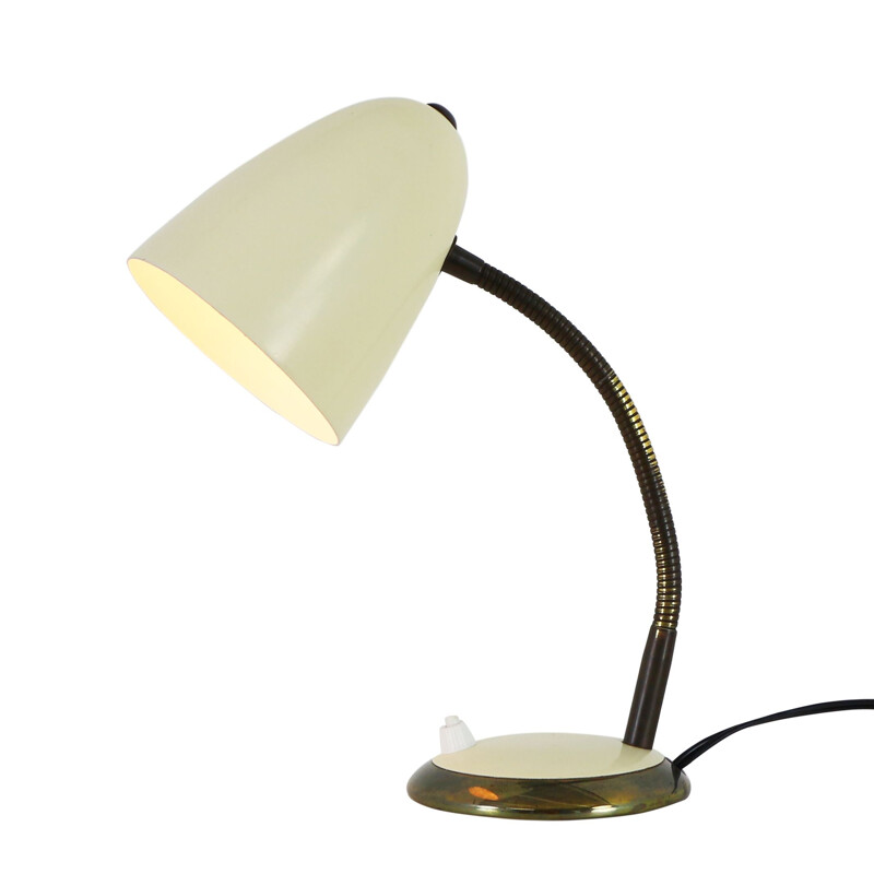 Vintage cream desk lamp with brass details