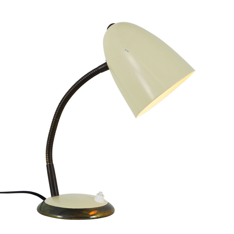 Vintage cream desk lamp with brass details