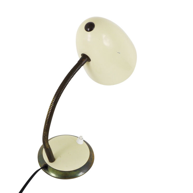 Vintage cream desk lamp with brass details