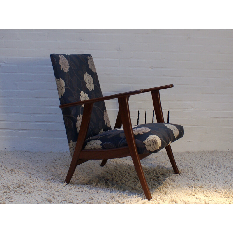 Vintage armchair in teak and fabric - 1950s