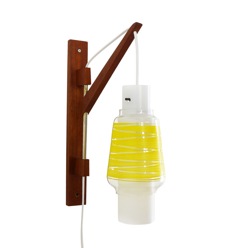 Vintage wall lamp in yellow frosted glass