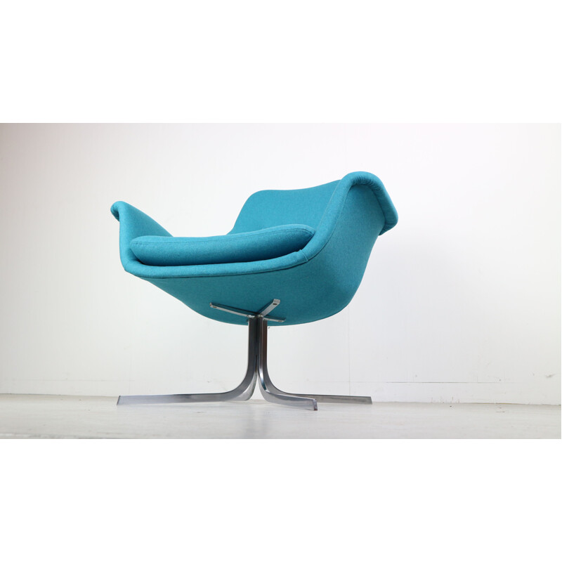 Set of 2 vintage Tulip F-547 blue armchair by Pierre Paulin