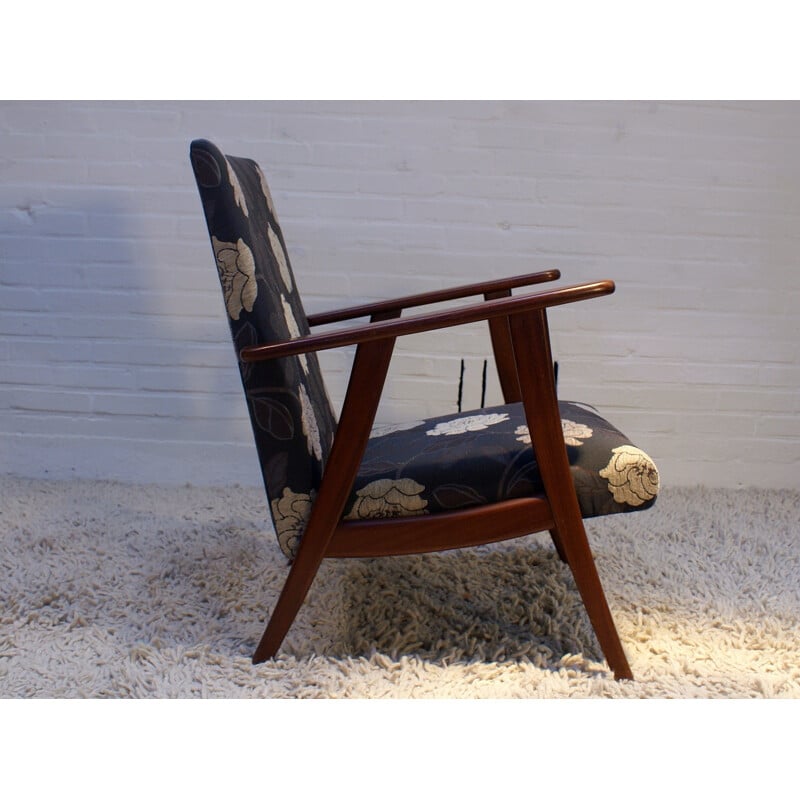 Vintage armchair in teak and fabric - 1950s