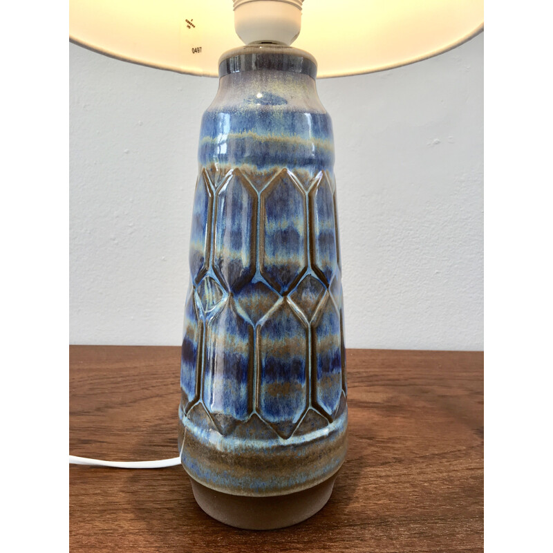 Vintage blue and grey ceramic lamp by Einar Johansen