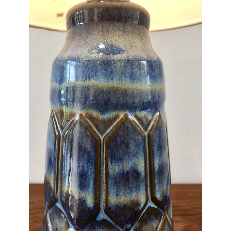 Vintage blue and grey ceramic lamp by Einar Johansen