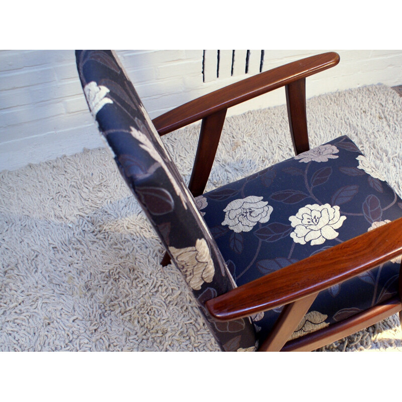 Vintage armchair in teak and fabric - 1950s