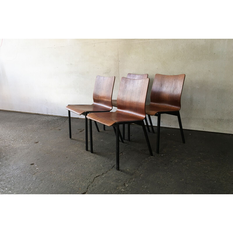 Set 4 of vintage Danish stacking chairs