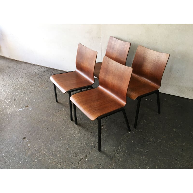 Set 4 of vintage Danish stacking chairs