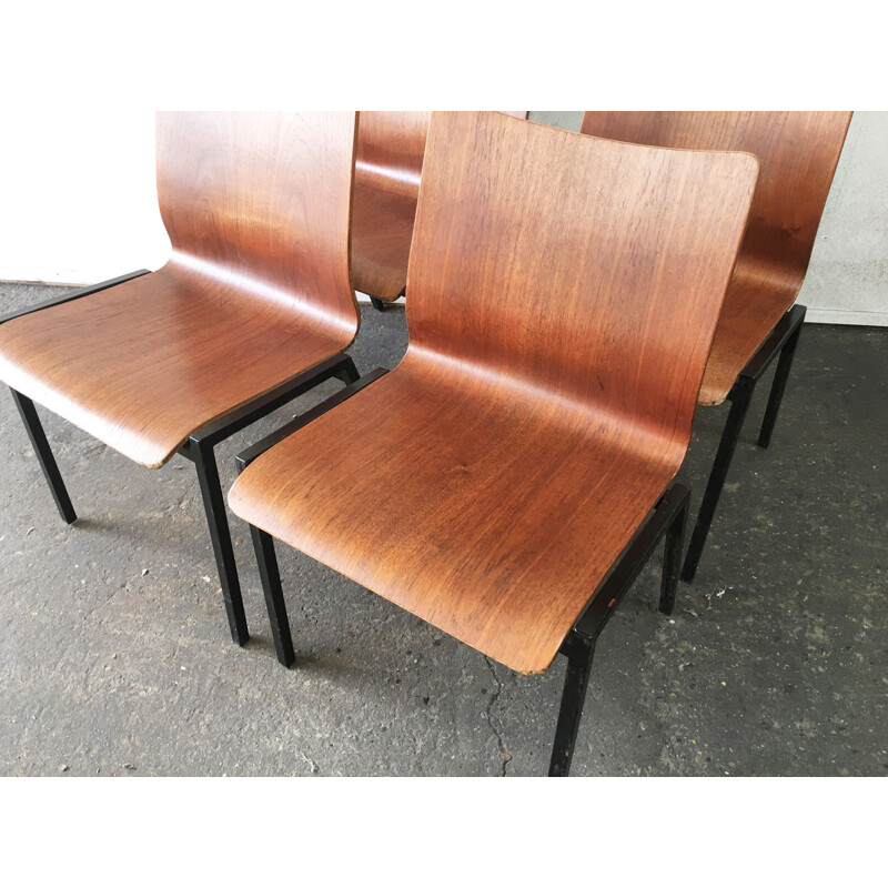 Set 4 of vintage Danish stacking chairs