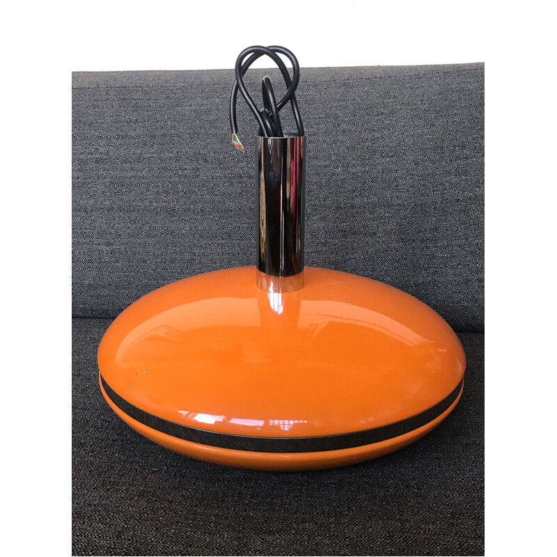 Plafonnier vintage orange scandinave en métal