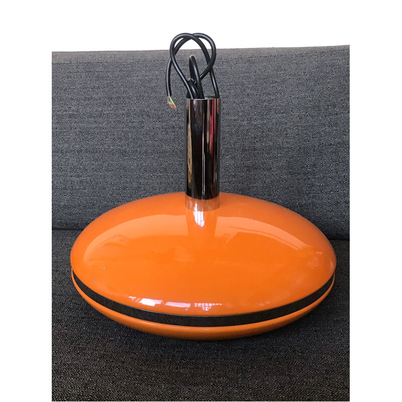 Vintage Scandinavian orange ceiling lamp in metal