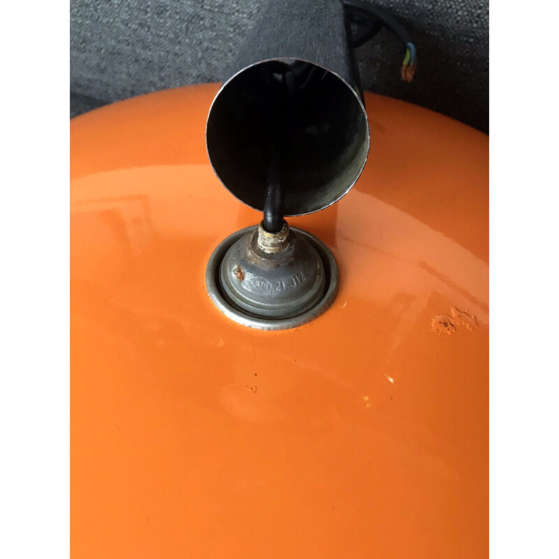 Vintage Scandinavian orange ceiling lamp in metal