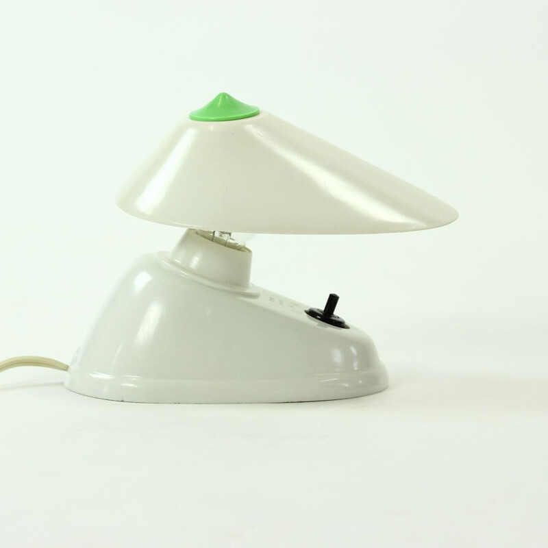 Lampe de table vintage blanc en bakélite par Bauhaus Team