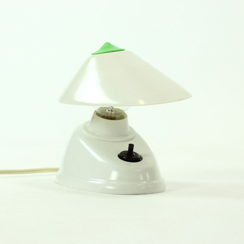 Lampe de table vintage blanc en bakélite par Bauhaus Team