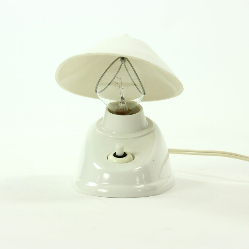 Vintage Czech white bakelite table lamp by Bauhaus Team