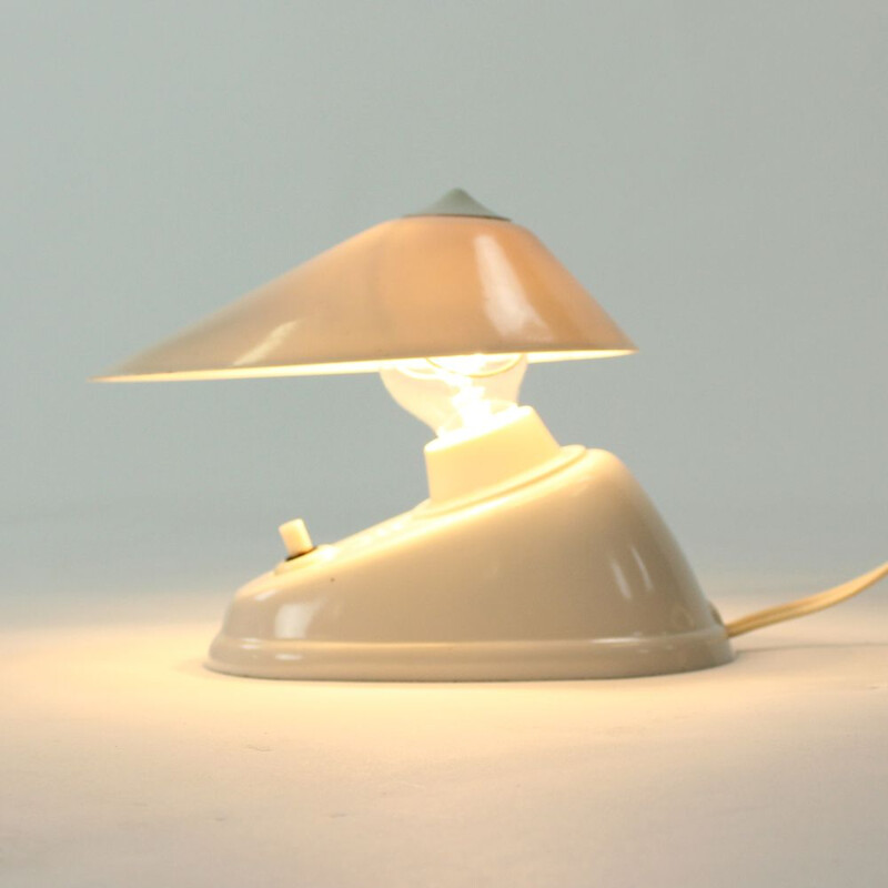 Vintage Czech white bakelite table lamp by Bauhaus Team