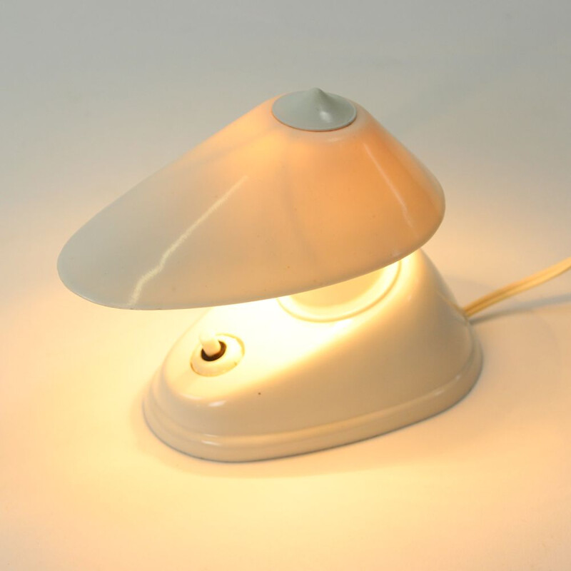 Vintage Czech white bakelite table lamp by Bauhaus Team