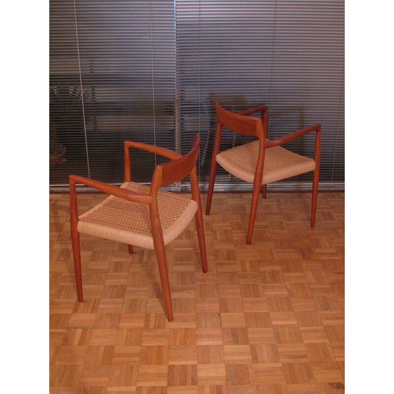 Set of 2 vintage armchairs model 57 in teak by Niels Moller