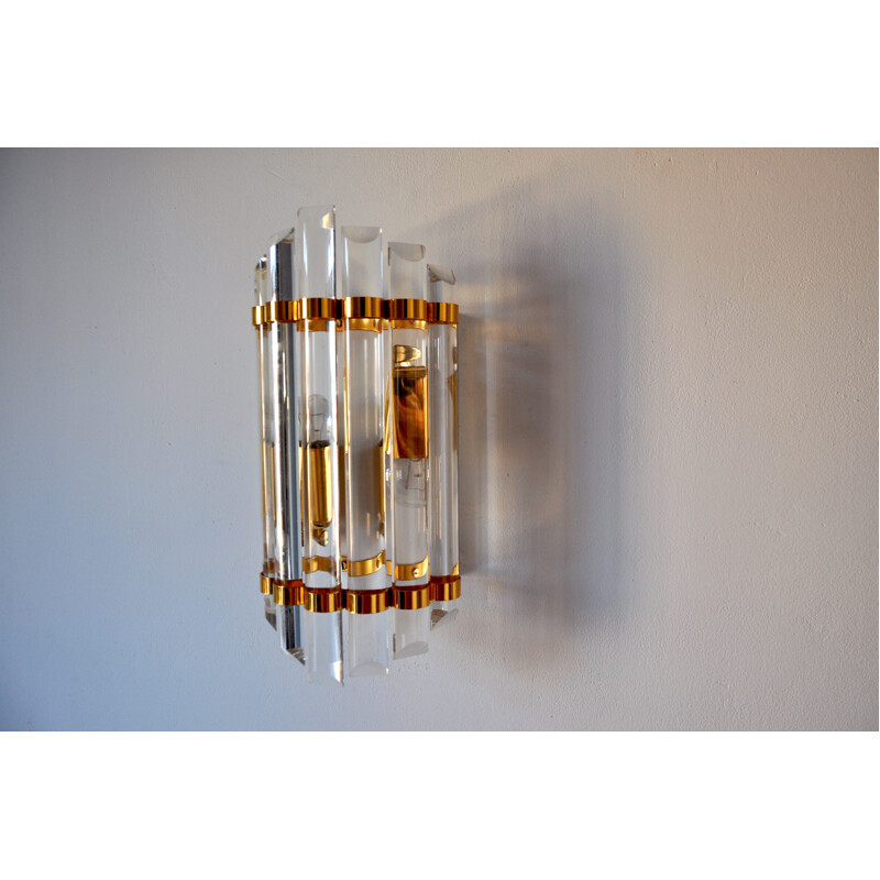 Vintage golden wall lamp in Murano glass