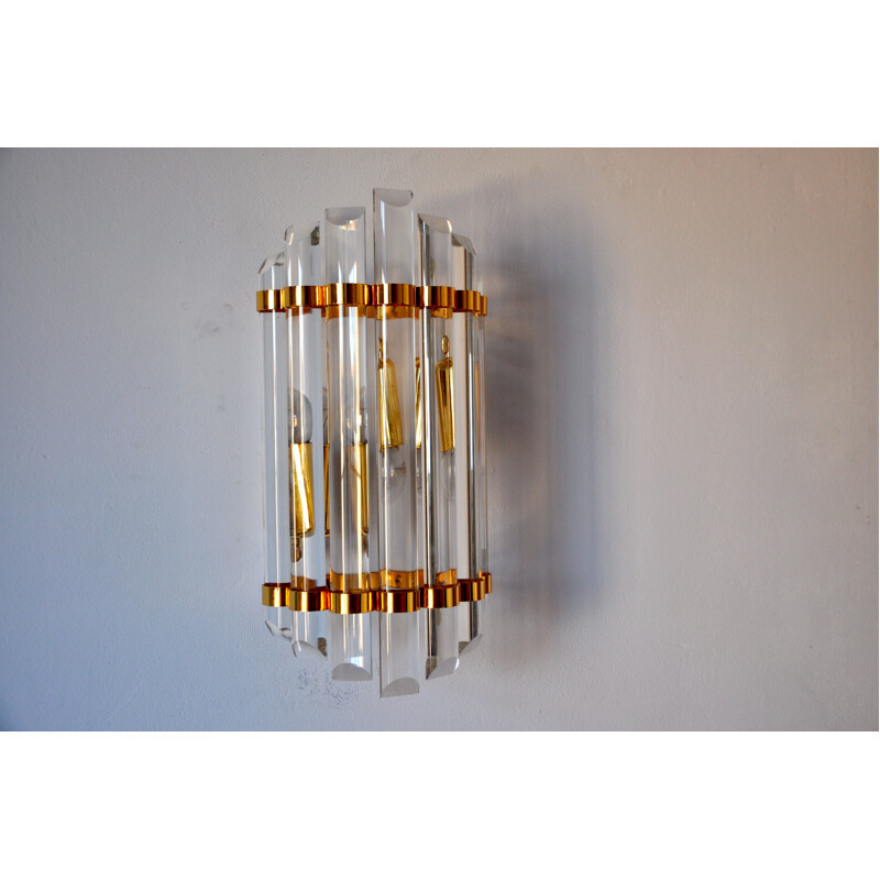 Vintage golden wall lamp in Murano glass