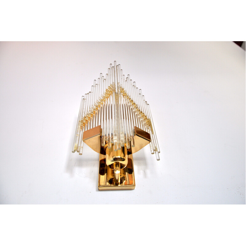 Vintage triangular wall lamp in Murano glass