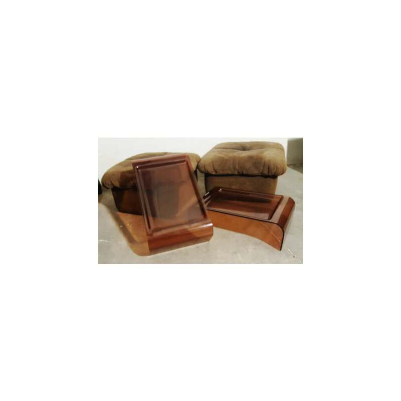 Set of 2 stools with trays GAO by Jean Paul Laloy for Cinna