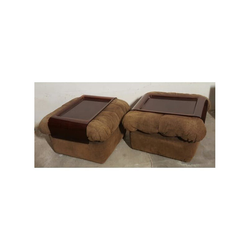 Set of 2 stools with trays GAO by Jean Paul Laloy for Cinna