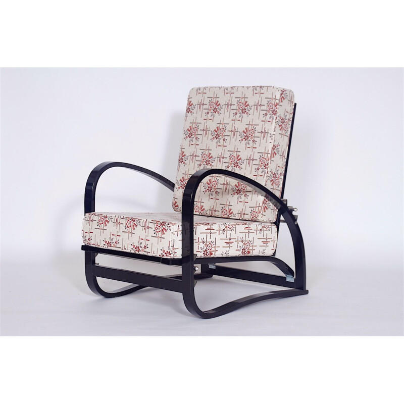 Vintage H70 Armchair by Jindrich Halabala in oakwood and fabric 1930