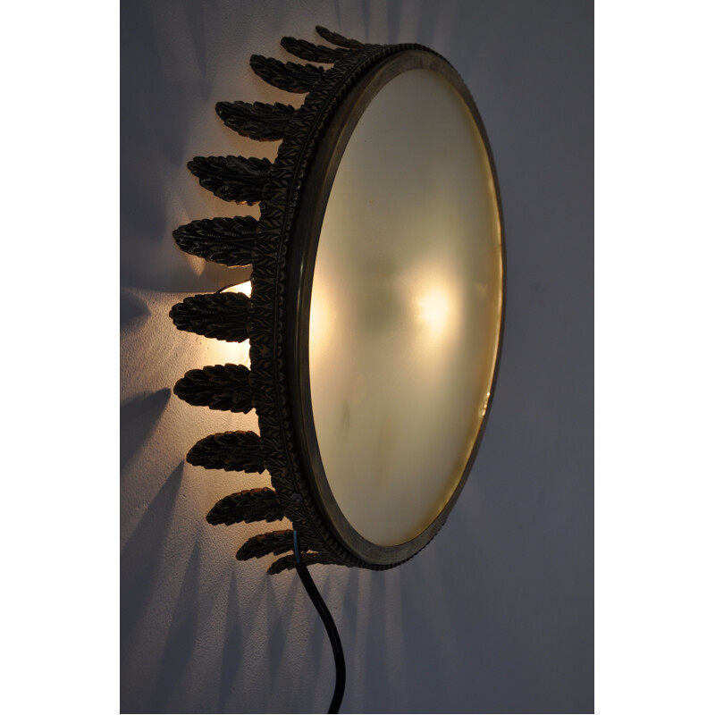 Vintage gilded metal ceiling light, 1950