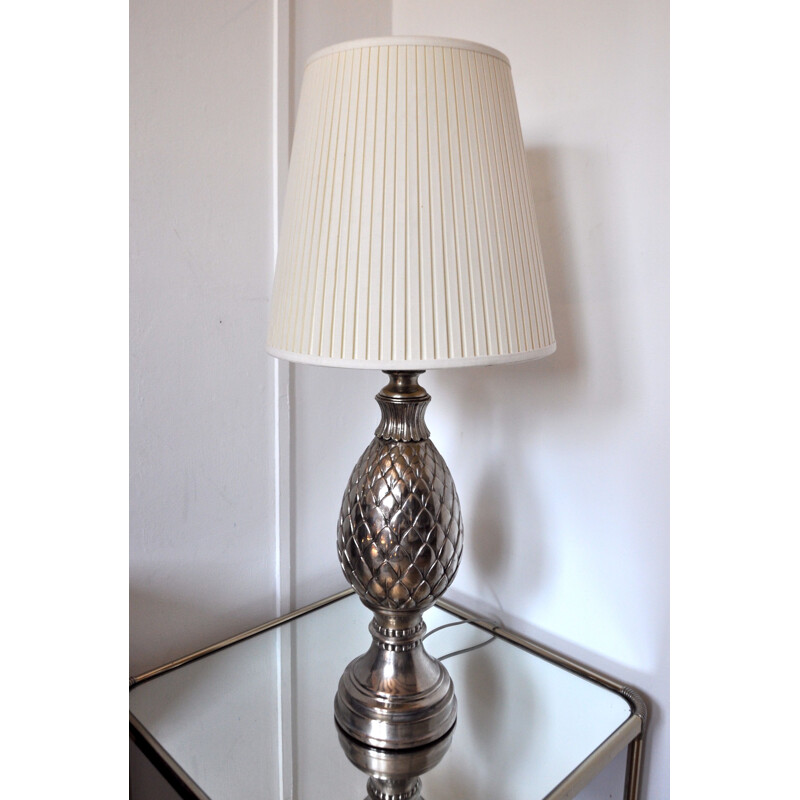 Vintage-Ananas-Lampe aus versilbertem Metall, 1970