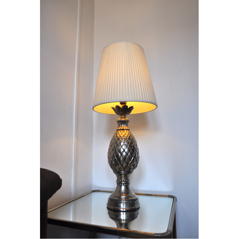 Vintage-Ananas-Lampe aus versilbertem Metall, 1970