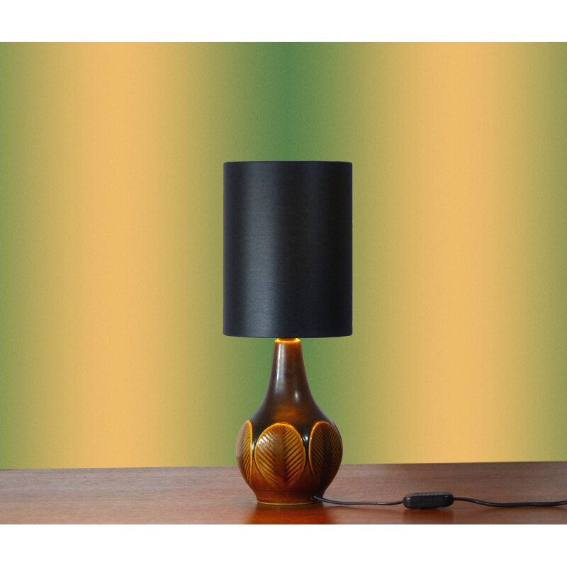 Lampe vintage Soholm Stentoj noire en céramique 1960