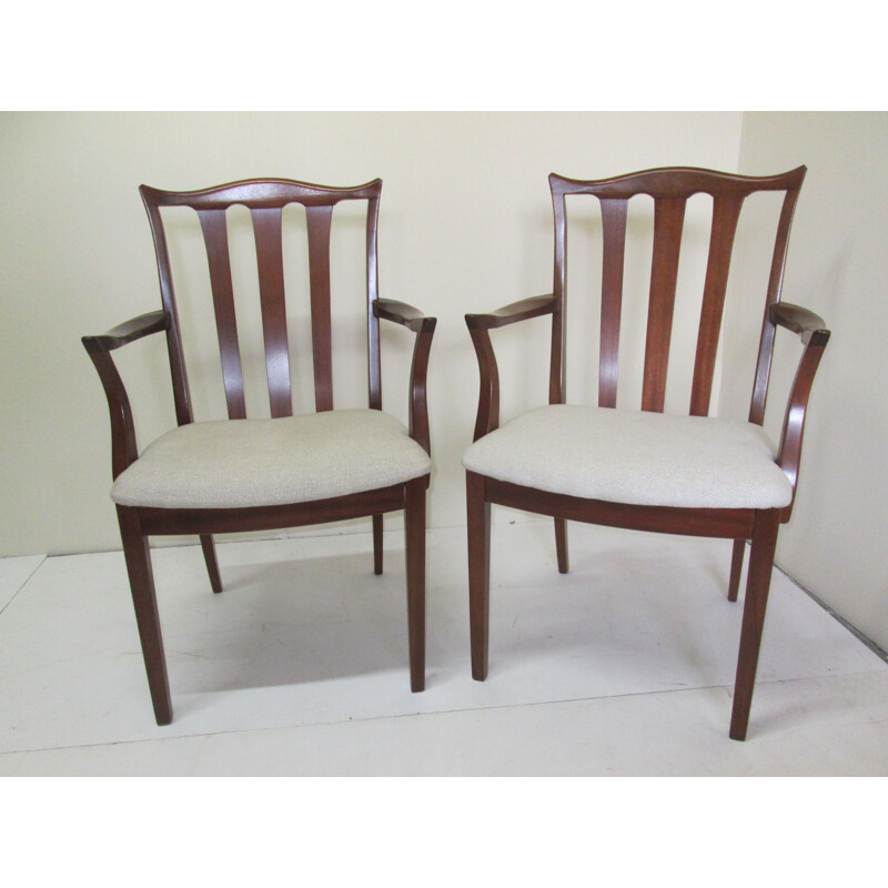 Pair of vintage chairs in teak and linen 1960