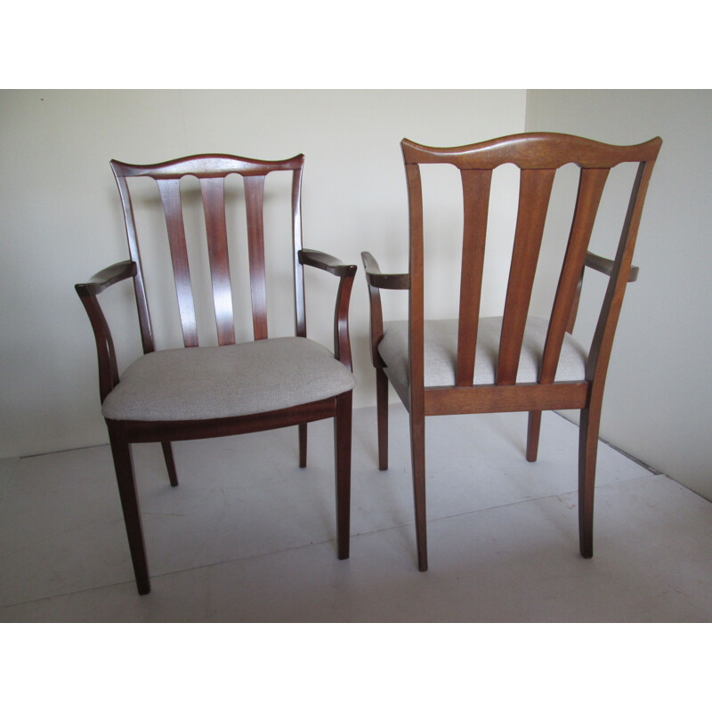 Paire de chaises vintage en teck et lin 1960