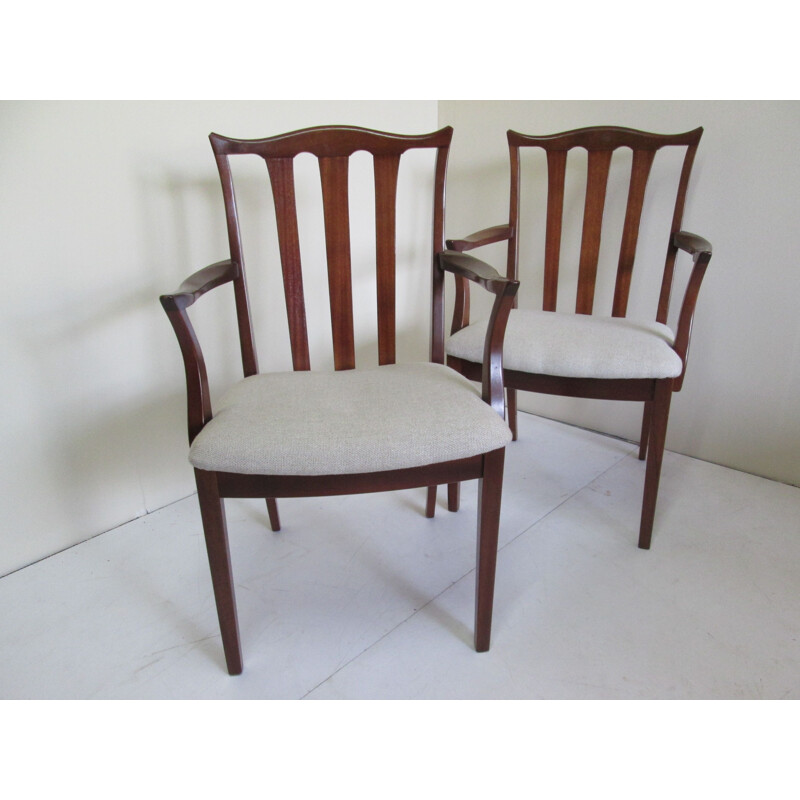 Pair of vintage chairs in teak and linen 1960