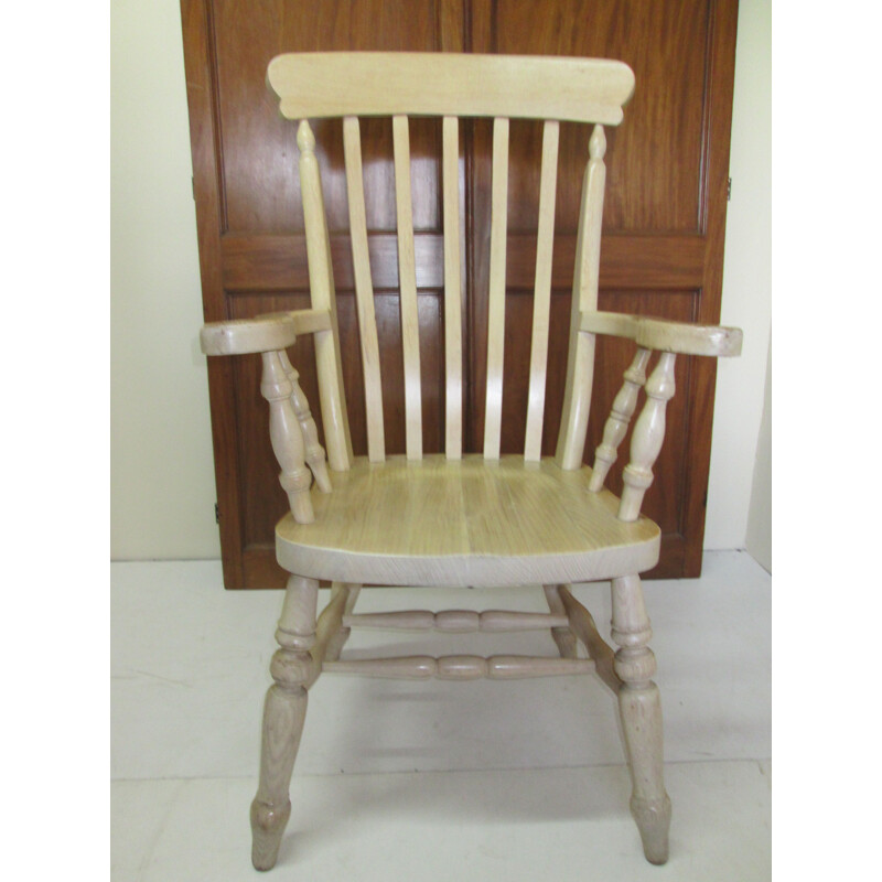Chaise vintage en bois d'orme blanc 1990