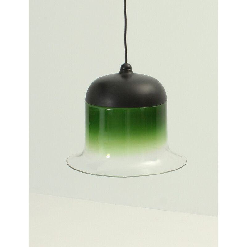 Vintage Peill & Putzer hangin lamp in glass and aluminium 1970