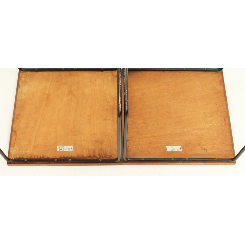 Pair of vintage Volante side tables for Steiner in steel and wood