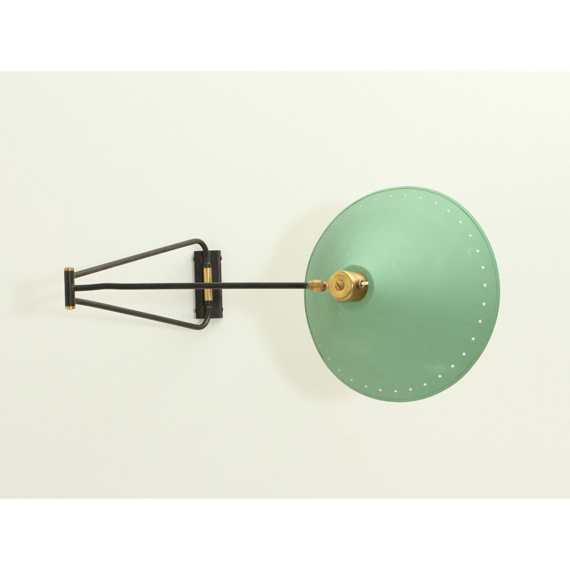 Vintage green wall lamp by Maison Lunel in metal and aluminium 1950