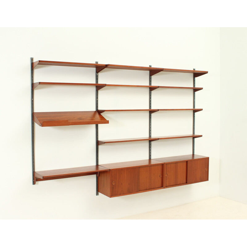 Vintage teak and metal shelving system by Kai Kristiansen for FM Møbler